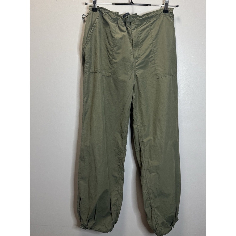 Aeropostale Pants Parachute Bungee Cord SZ L Olive Green Lightweight Stretch